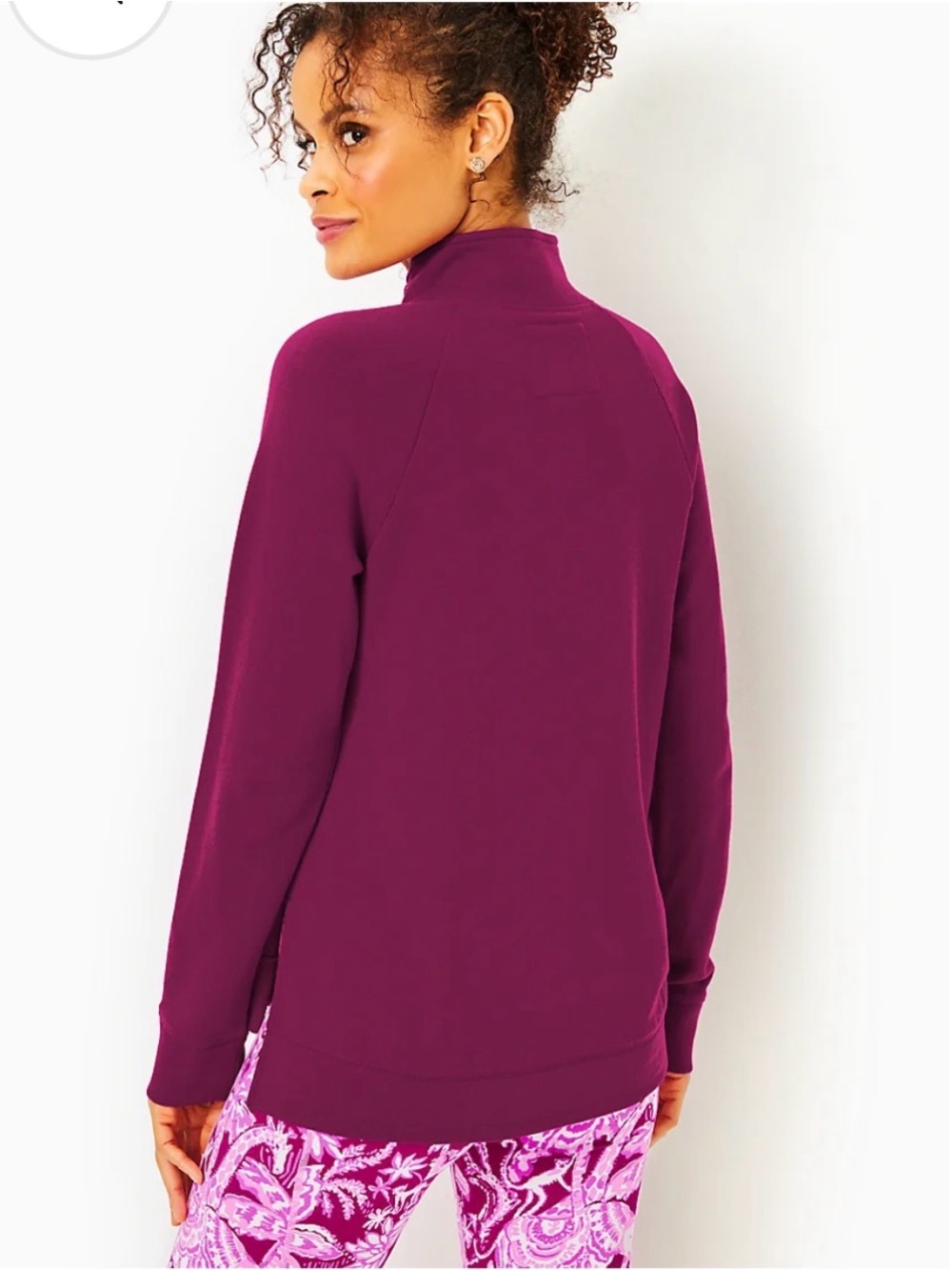Lilly Pulitzer Luxletic asymmetrical Half-Zip Mock Neck Pullover. - Picture 2 of 5